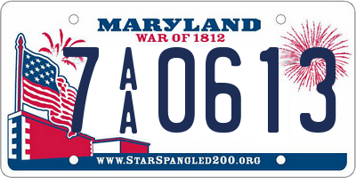 MD license plate 7AA0613