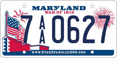 MD license plate 7AA0627