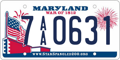 MD license plate 7AA0631