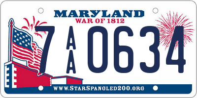 MD license plate 7AA0634