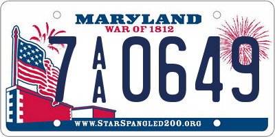 MD license plate 7AA0649