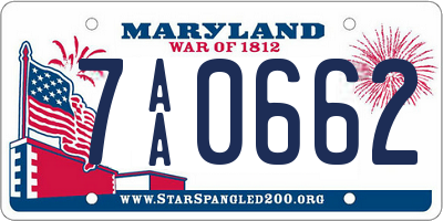 MD license plate 7AA0662