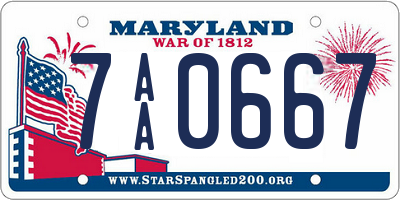 MD license plate 7AA0667