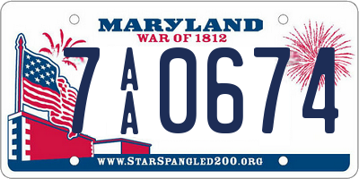 MD license plate 7AA0674