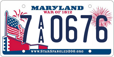 MD license plate 7AA0676