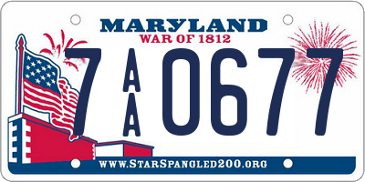 MD license plate 7AA0677