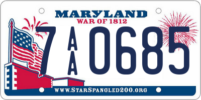 MD license plate 7AA0685