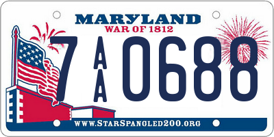 MD license plate 7AA0688