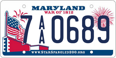 MD license plate 7AA0689