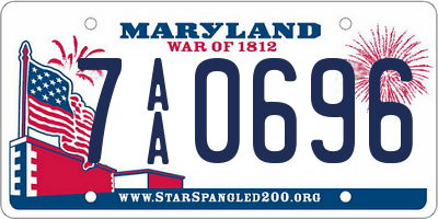 MD license plate 7AA0696