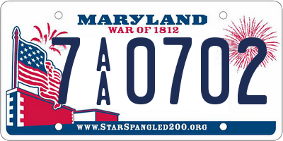 MD license plate 7AA0702