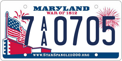 MD license plate 7AA0705