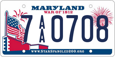 MD license plate 7AA0708