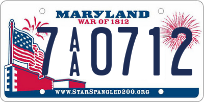 MD license plate 7AA0712