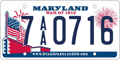 MD license plate 7AA0716