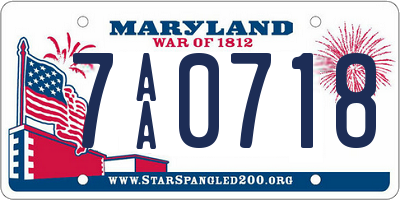 MD license plate 7AA0718