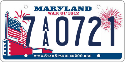 MD license plate 7AA0721