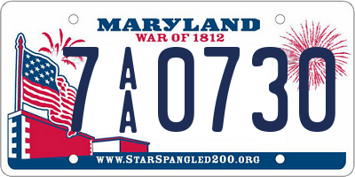 MD license plate 7AA0730