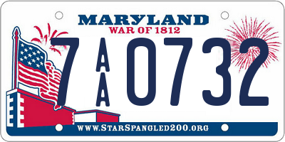 MD license plate 7AA0732