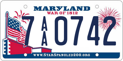 MD license plate 7AA0742