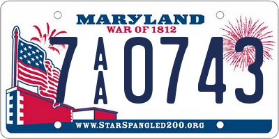 MD license plate 7AA0743