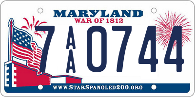 MD license plate 7AA0744