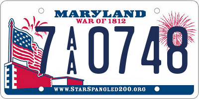 MD license plate 7AA0748