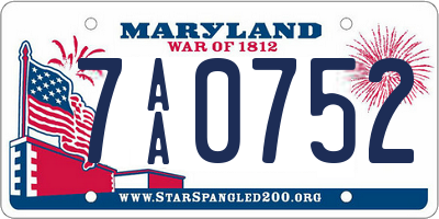 MD license plate 7AA0752
