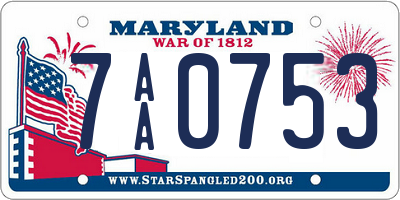 MD license plate 7AA0753