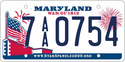 MD license plate 7AA0754