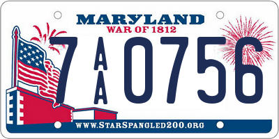 MD license plate 7AA0756