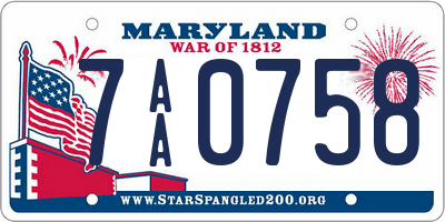 MD license plate 7AA0758