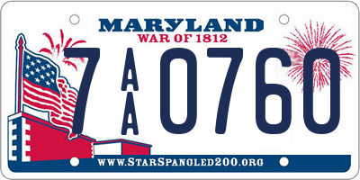 MD license plate 7AA0760