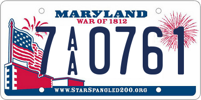 MD license plate 7AA0761