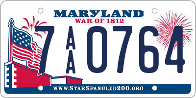 MD license plate 7AA0764