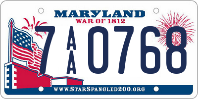 MD license plate 7AA0768