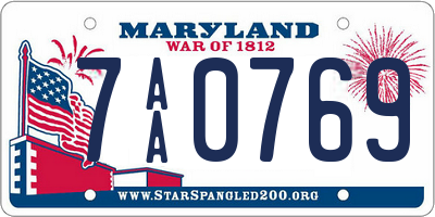 MD license plate 7AA0769