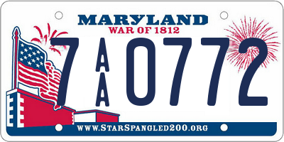 MD license plate 7AA0772