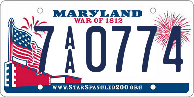 MD license plate 7AA0774