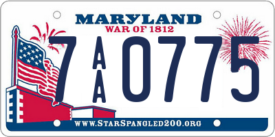 MD license plate 7AA0775