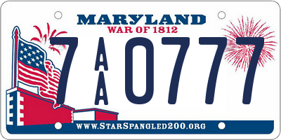 MD license plate 7AA0777