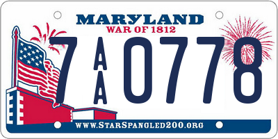 MD license plate 7AA0778