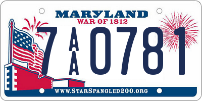 MD license plate 7AA0781