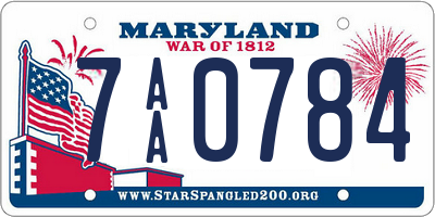 MD license plate 7AA0784