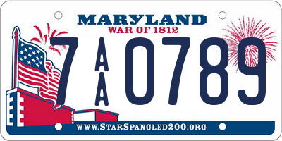 MD license plate 7AA0789