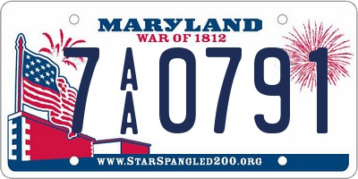 MD license plate 7AA0791