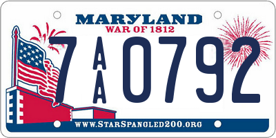 MD license plate 7AA0792