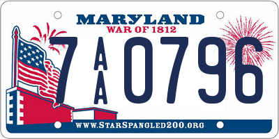 MD license plate 7AA0796