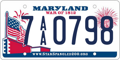 MD license plate 7AA0798