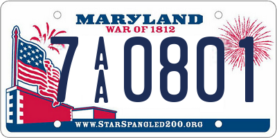MD license plate 7AA0801